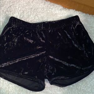 Black velvet shorts